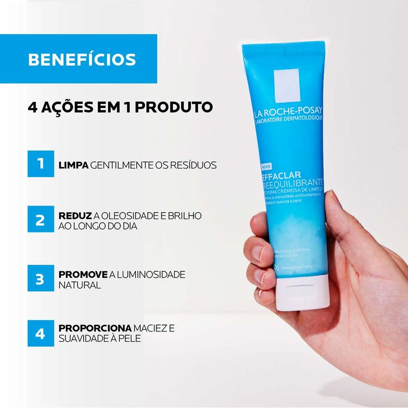 Espuma Cremosa de Limpeza Facial Antioleosidade La Roche-Posay Effaclar Reequilibrante 100g
