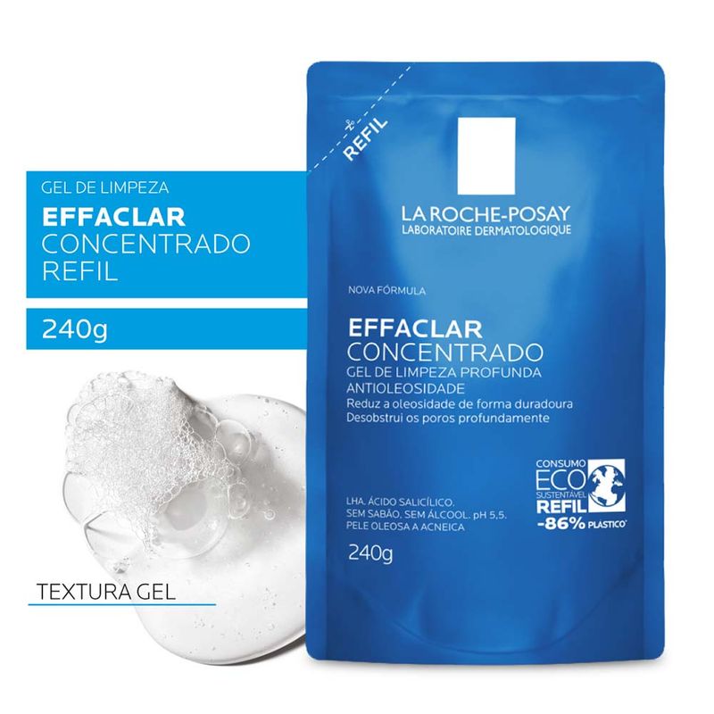 Gel de Limpeza Facial para Pele Oleosa e Acneica Refil La Roche-Posay Effaclar 240g