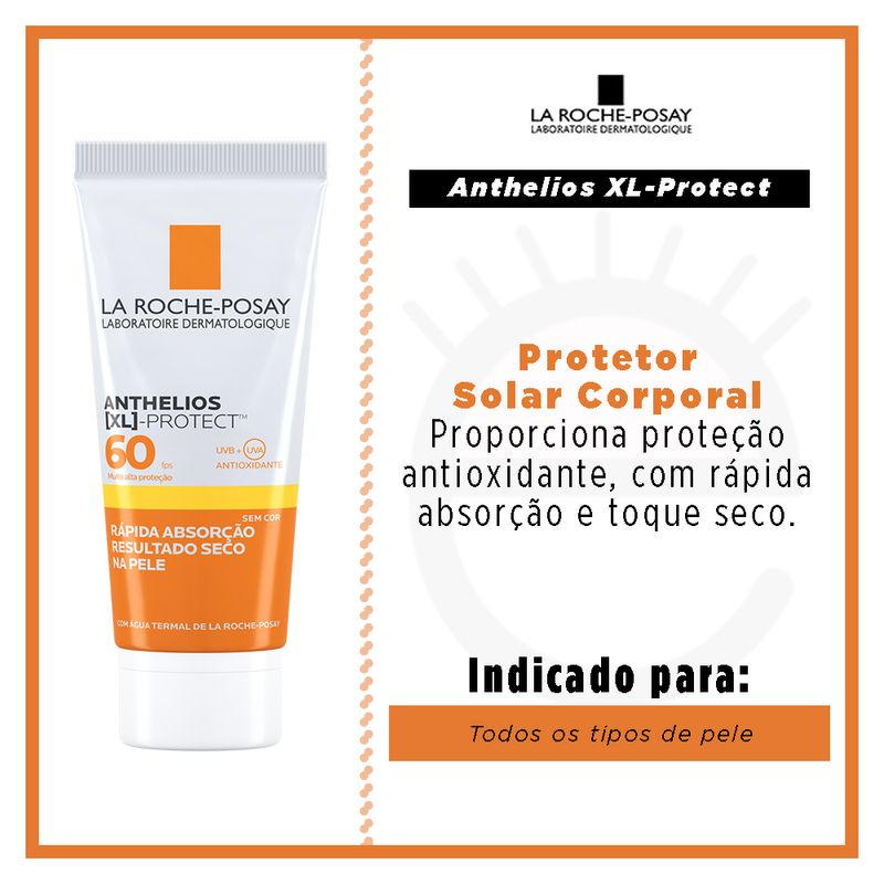 Protetor Solar Facial FPS 60 para Peles Oleosas Sem Cor Anthelios XL Protect La Roche-Posay 40g