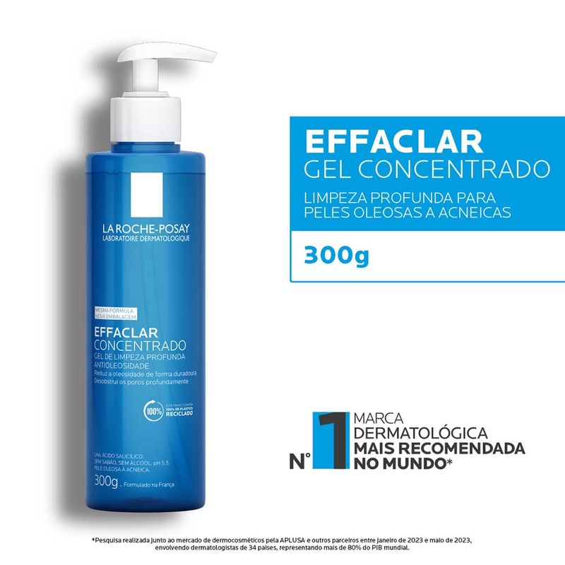 Gel de Limpeza Facial para Pele Oleosa La Roche-Posay - Effaclar Concentrado 300g