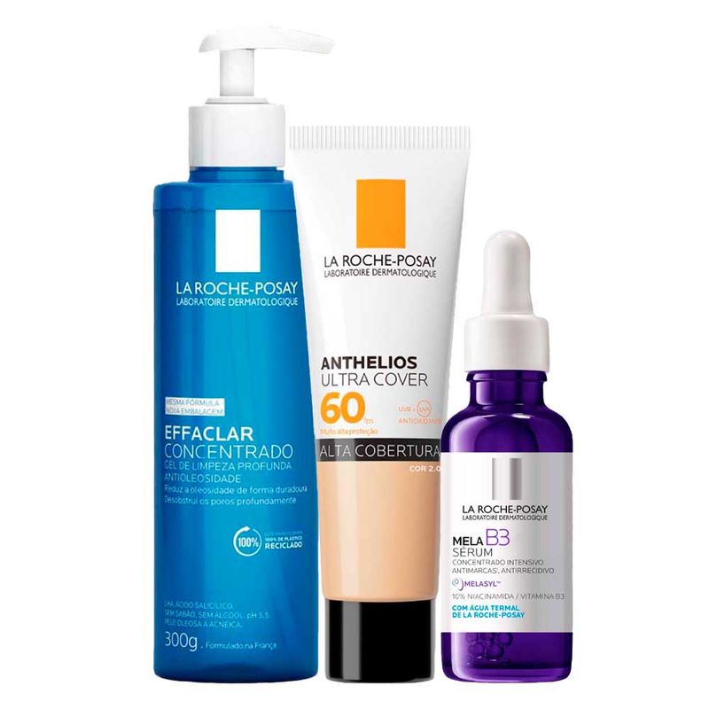 La Roche-Posay Kit - Gel de Limpeza + Sérum + Protetor Solar FPS60 Cor 2.0 para Rejuvenescimento Facial Kit